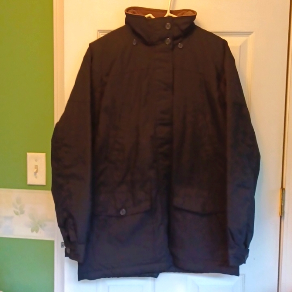 Haband  reversible coat women's size medium black and brown hoodied